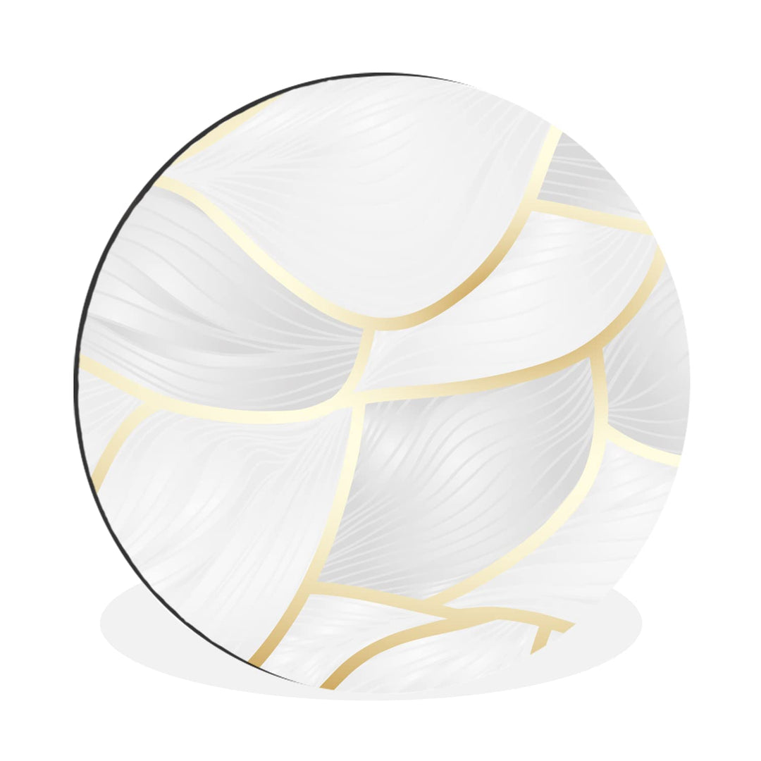 Wandbild Rund Wanddeko Deko Wohnzimmer Bilder 60x60 cm Abstraktes Muster mit goldenen Linien, 60x60