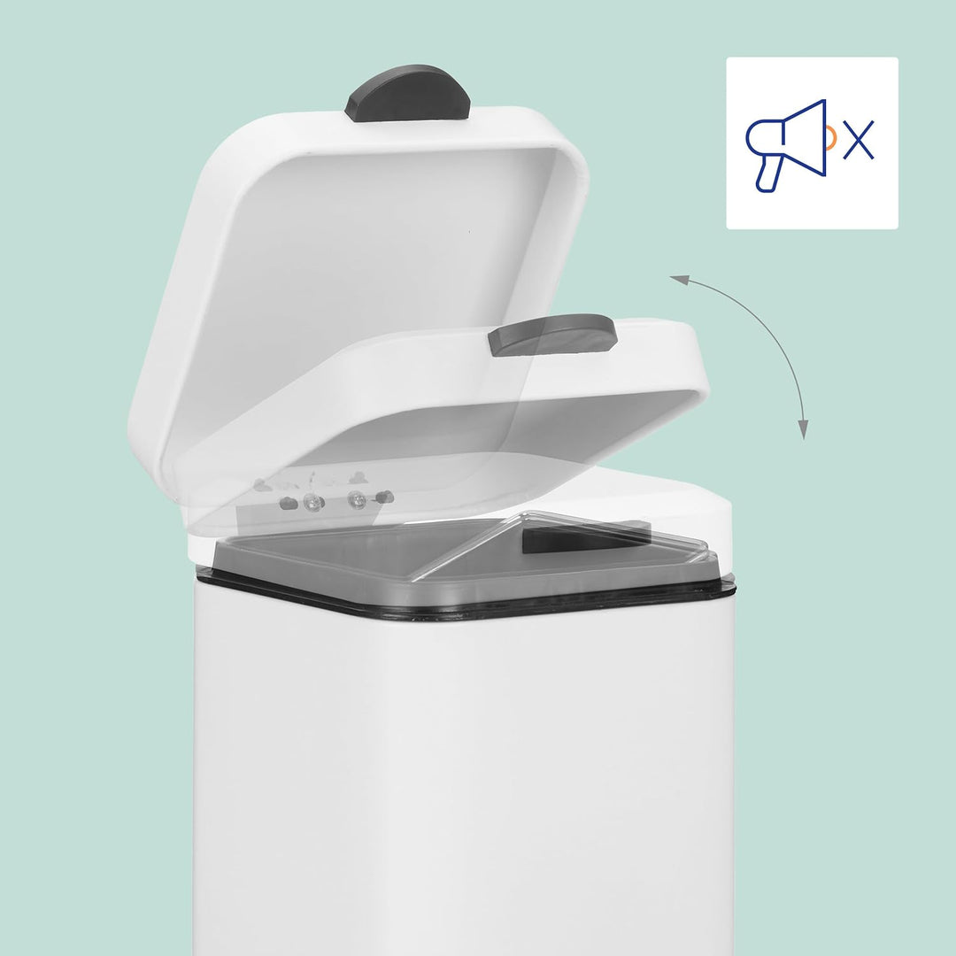 Relaxdays Kosmetikeimer Wandmontage, 3 l, Absenkautomatik, entnehmbarer Inneneimer, Bad Mülleimer, E