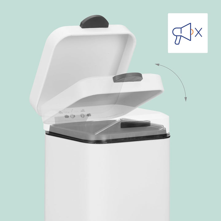 Relaxdays Kosmetikeimer Wandmontage, 3 l, Absenkautomatik, entnehmbarer Inneneimer, Bad Mülleimer, E