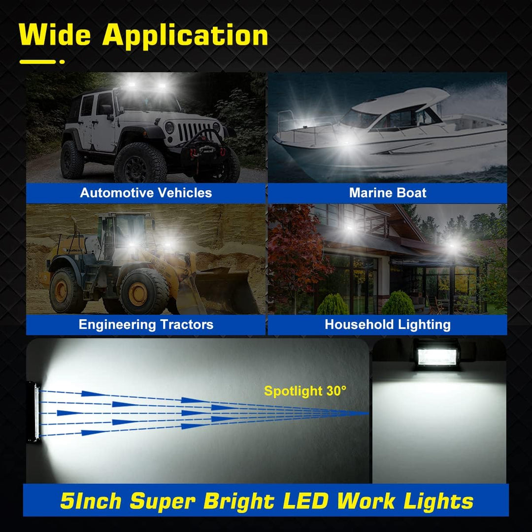 WOWLED LED Arbeitslichtbalken, 2x 5 Zoll 36W 10800Lumen Zwei Reihen Upgrade Off Road Lichter Lichtba