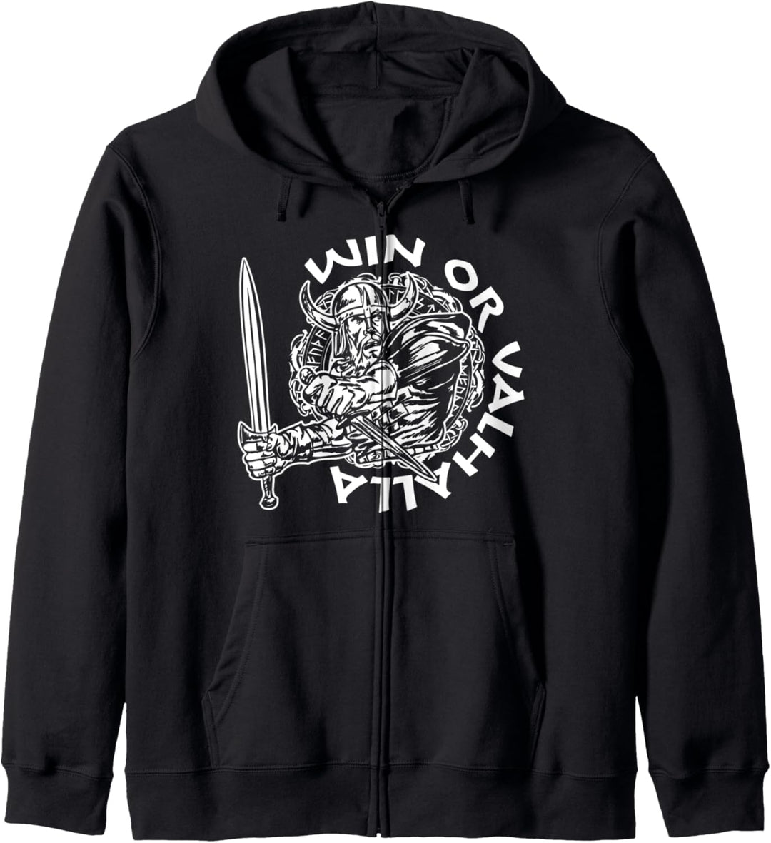 Win Or Valhalla Berserker Wikinger Walhalla Spruch Kapuzenjacke
