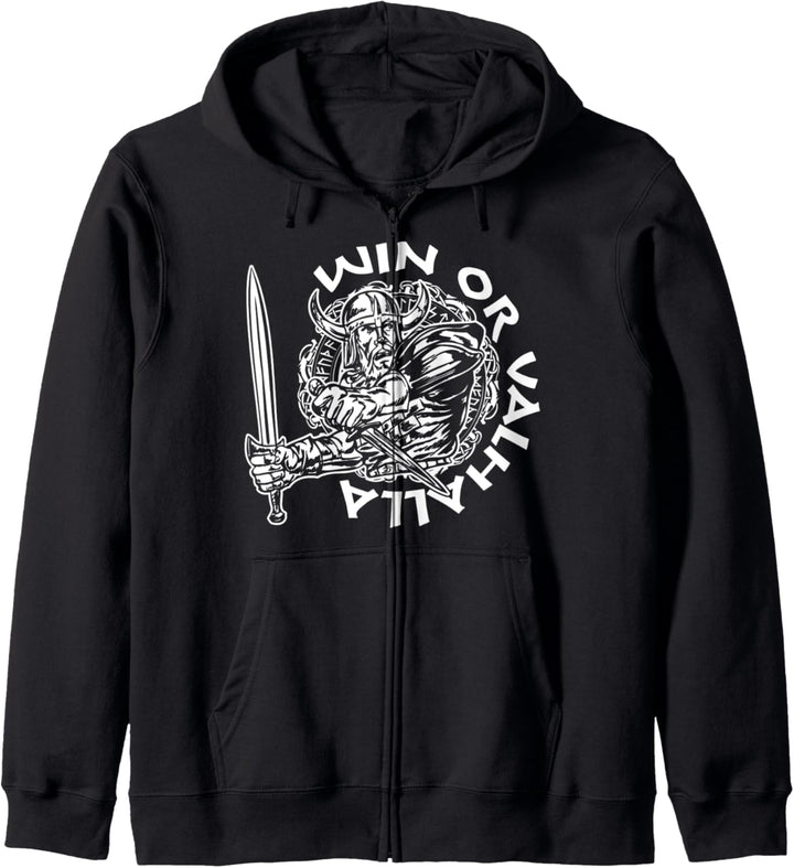 Win Or Valhalla Berserker Wikinger Walhalla Spruch Kapuzenjacke