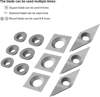Hartmetall Wendeschneidplatten Set für Drehmeissel, 8 Stück CNC Hartmetall Einsatzschneider für Holz