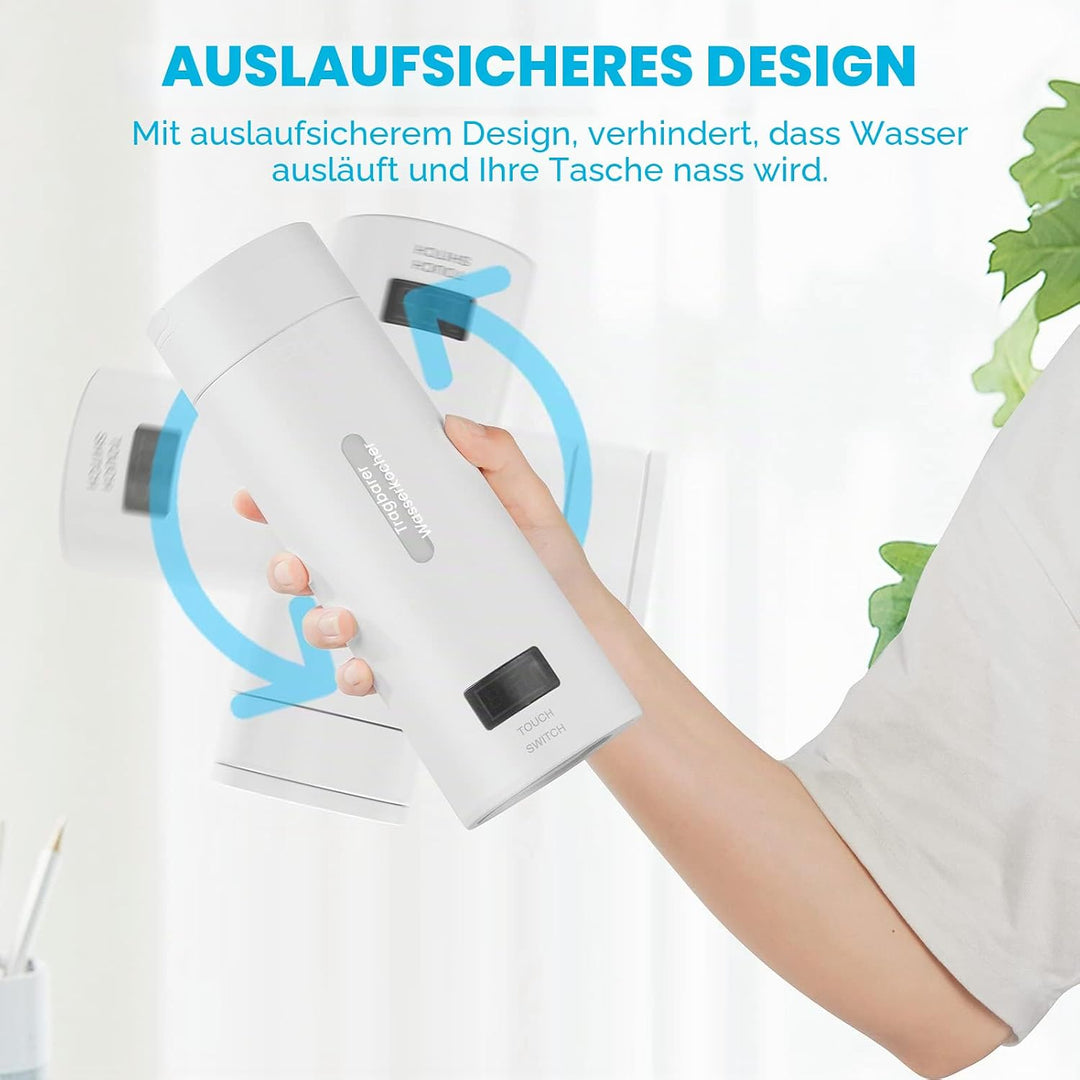 Flintronic Reise Elektrisch Wasserkocher, 380ML Mini Electric Kettle, 220 V/ 300W Thermoskanne, 304