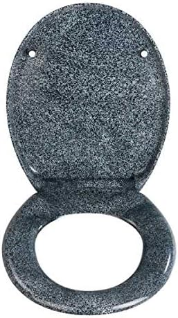WENKO WC-Sitz Ottana Granit, hygienischer Toilettensitz mit Absenkautomatik, WC-Deckel mit Fix-Clip
