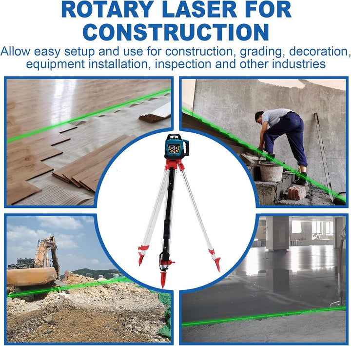Grünstrahl 360° Rotationslaser IP54, Komplettset mit Stativ &amp; Stab - Blau Grün Rotationslaser mit St