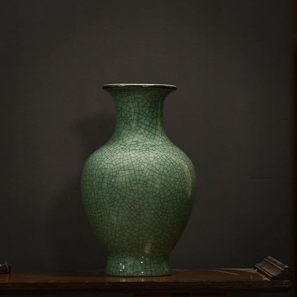 Chinesische Keramik-Kunst, handgefertigt, antike Eisriss-Glasur, grosse Porzellan-Blumenvase für Hei