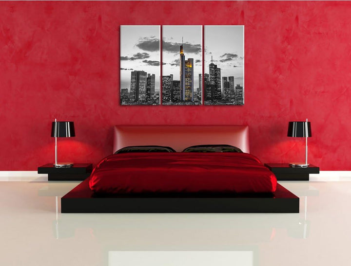 beeindruckende Wolkenkratzer schwarz/weiss auf 3-Teiler Leinwandbild 120x80 Bild auf Leinwand, XXL r