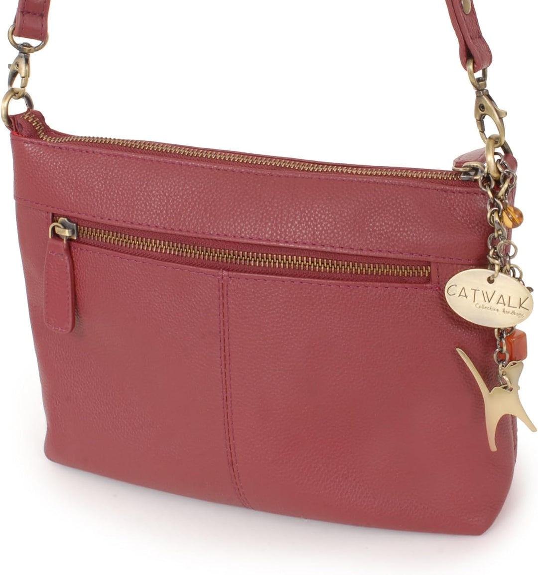 Catwalk Collection Handbags - Damen Umhängetasche Klein - Crossbody Bag - Gesteppte Leder - Clutch m
