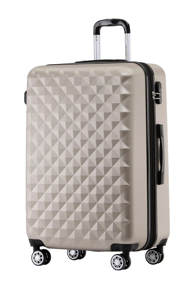 BEIBYE Zwillingsrollen 2066 Hartschale Trolley Koffer Reisekoffer Gepäck M-L-XL-Set (Champagner, XL)