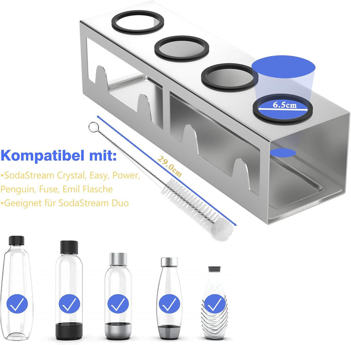 HOMMAND Flaschenhalter für SodaStream Crystal und Emil Flaschen, Edelstahl Flaschenhalter Abtropfges