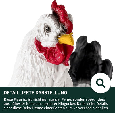 VERDOBA Garten Figur Huhn aus Kunstharz, weiss, handbemalt - Henne Dekofiguren Garten Deko Gartenfig