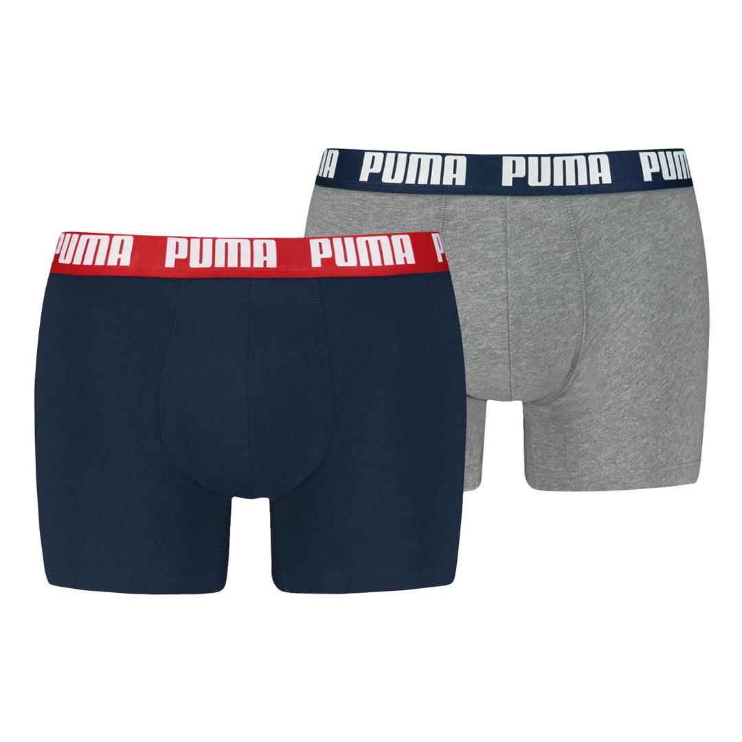 PUMA Herren Basic Boxers Boxer-Shorts (2er Pack) -006 Navy / Grey Melange S, -006 Navy / Grey Melang