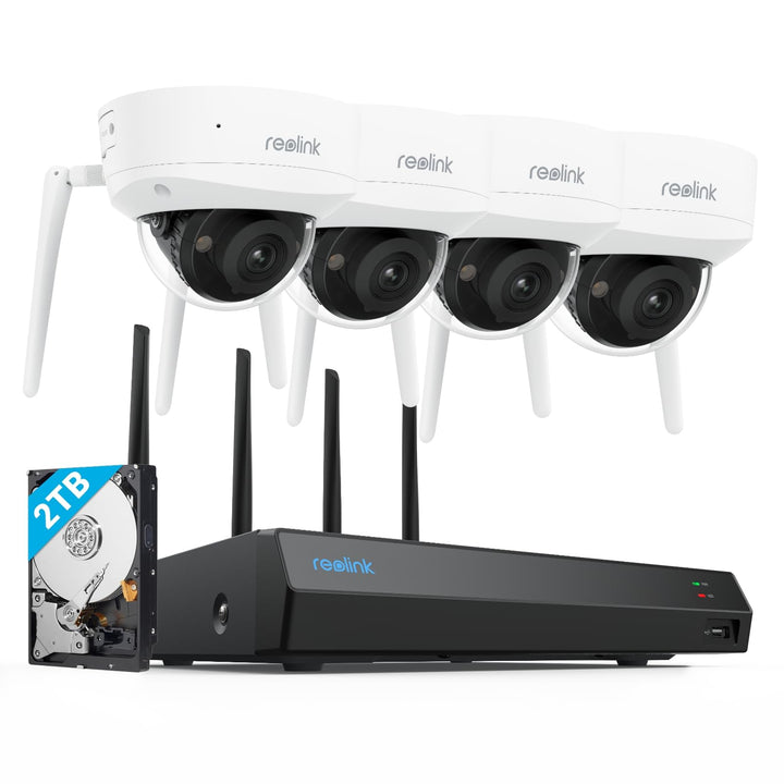 Reolink 4K Wi-Fi 6 Überwachungskamera Set mit IK10 Vandalismusschutz, Farbnachtsicht, 12CH NVR mit 2