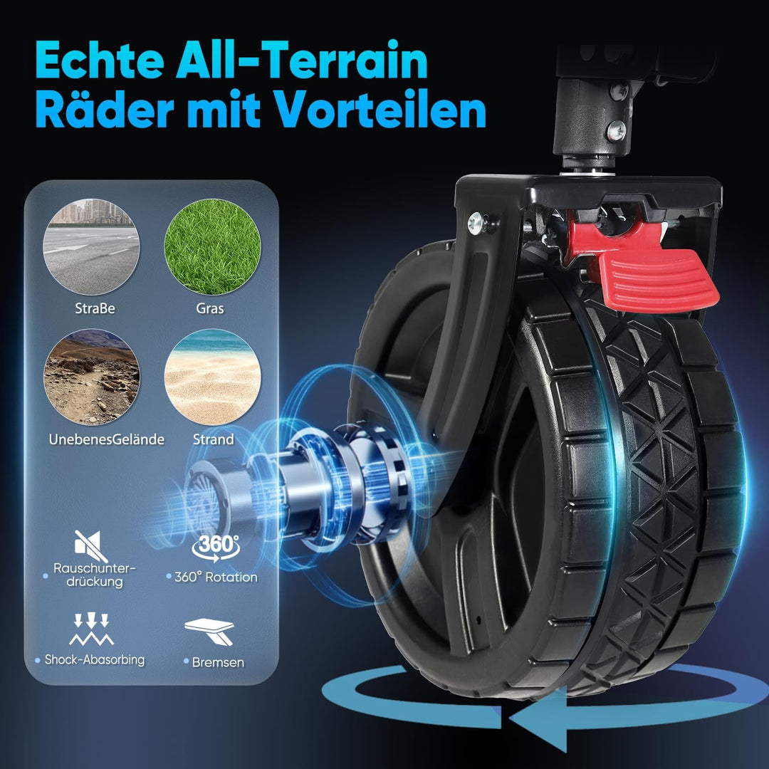 Sekey XXL Plus Bollerwagen Faltbar mit Bremsen 200L 200KG Belastbar, Extra Breite Reifen All Terrain