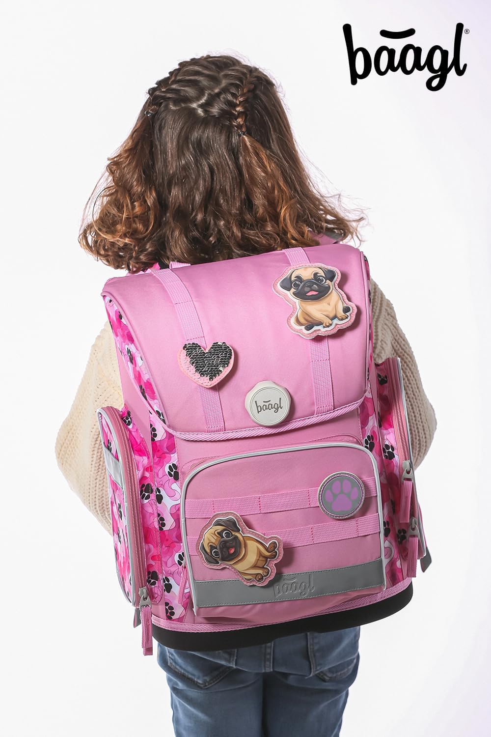 Baagl Schulranzen Jungen Mädchen Set 3 Teilig, Ergo Schultasche für 1. Klasse, Ergonomische Grundsch
