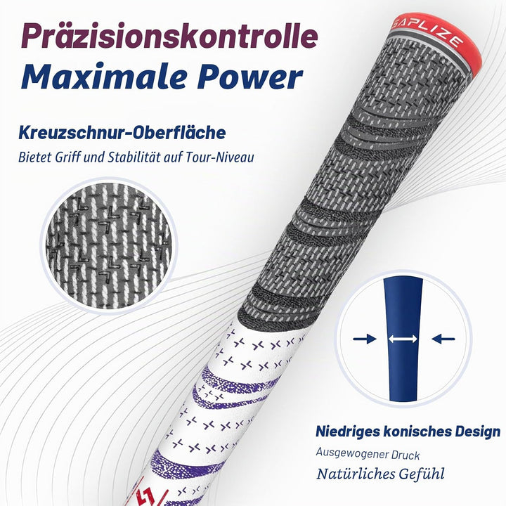 SAPLIZE Golfgriffe Set 13-teilig mit komplettem Regripping-Kit, Hybrid Golf Club Griffe aus Cord-Gum