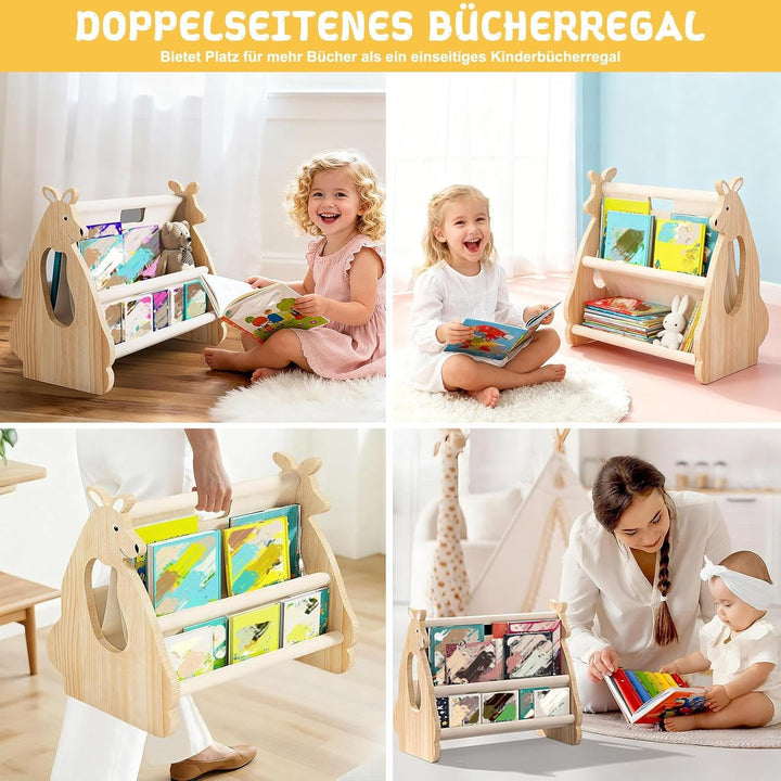 Kinder Bücherregal Holz - Bücherregal Montessori Kinderzimmer Möbel, Montessori Regal für Kinderzimm