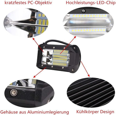 AufuN LED Arbeitsscheinwerfer 72W LED Zusatzscheinwerfer Offroad Scheinwerfer 21600LM 10-30V 6000K A