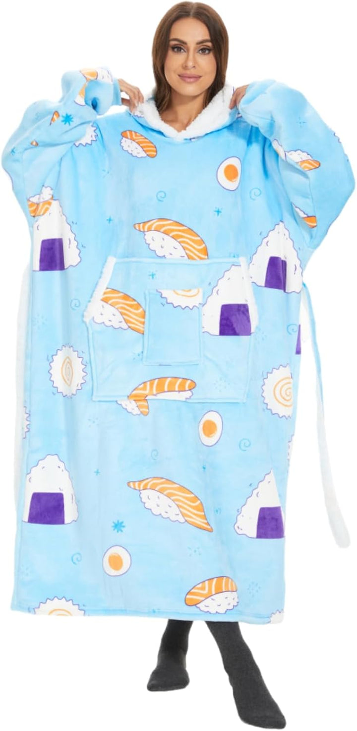 Oversized Hoodie Decke Damen，Verlängern Decken Hoodie,Extra Dick und Warm Deckenpullover，Blanket Hoo