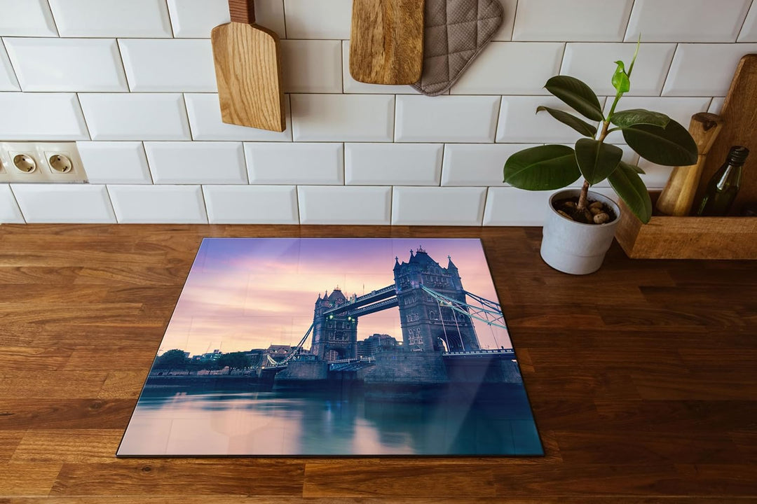 London Herdabdeckplatte & Spritzschutz aus Echtglas | Für Herd-Kochfelder | 60x52 cm