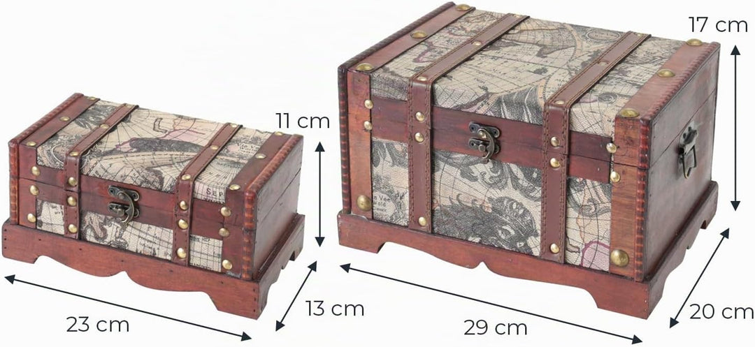 HMF Schatztruhe aus Holz, kleine Schatzkiste für Kindergeburtstag | 2er Set | Versch. Grössen | Amer