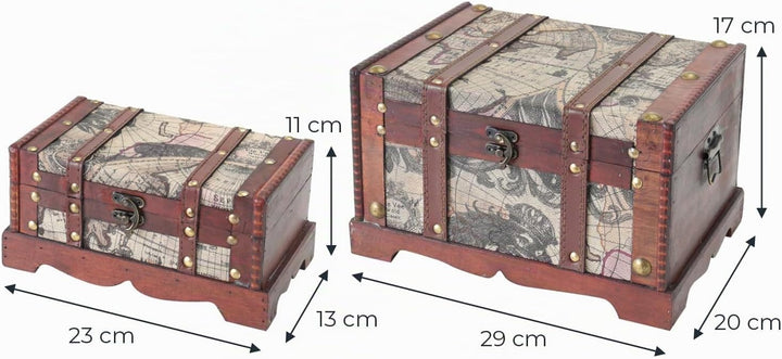 HMF Schatztruhe aus Holz, kleine Schatzkiste für Kindergeburtstag | 2er Set | Versch. Grössen | Amer