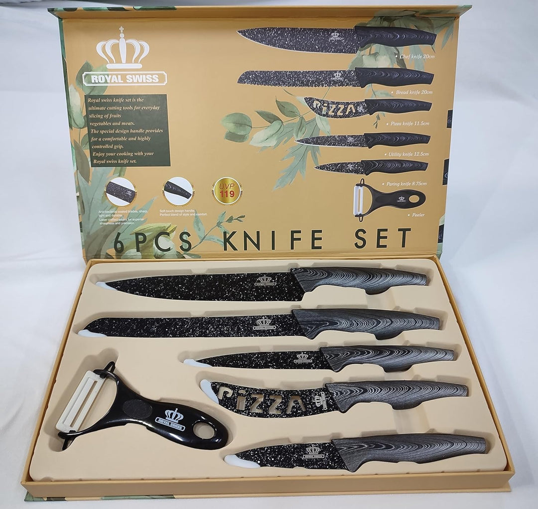 Royal Swiss Switzerland Messer Set - Chefmesser - Brotmesser -Universalmesser - Pizzamesser - Schälm