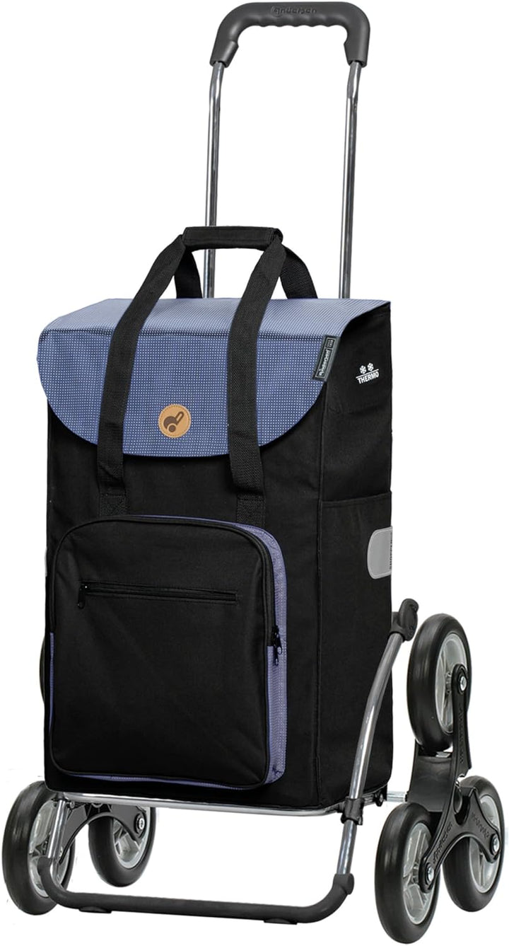Exklusiv Andersen Einkaufstrolley - Treppensteiger Royal Shopper Stahlgestell Wismar schwarz/blau 45