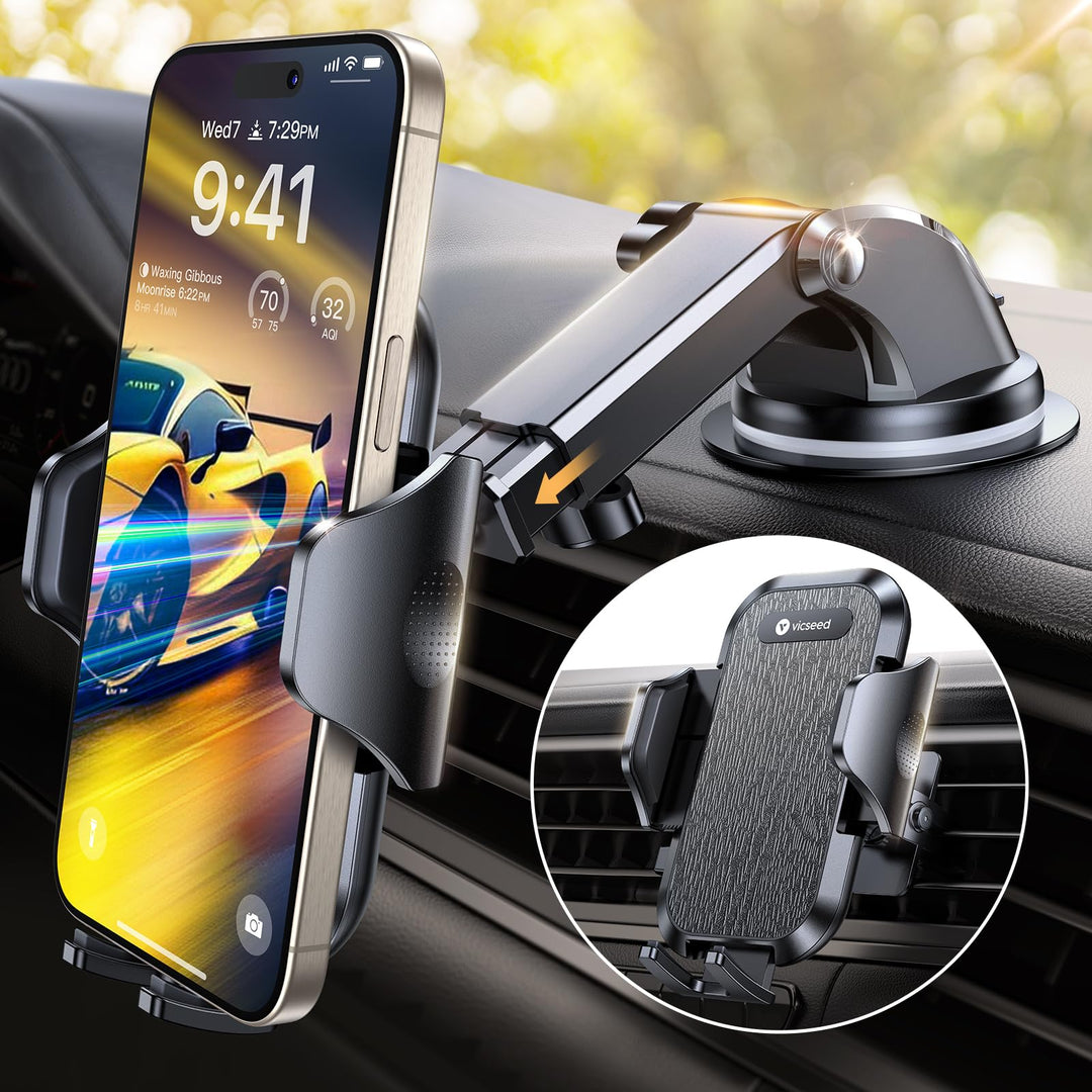 [𝙐𝙥𝙜𝙧𝙖𝙙𝙚 𝙎𝙖𝙪𝙜𝙠𝙧𝙖𝙛𝙩] VICSEED Handyhalterung Auto [Fällt Nie ab] 3 in 1 Kfz Handyhalter Saugnapf &amp; Lüf