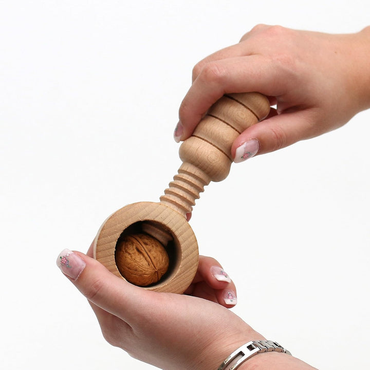 Dekohelden24 5 Stück Holz Nussknacker hochwertige Handarbeit, ca. 12 cm 5 Stück Schraubgewinde, 5 St