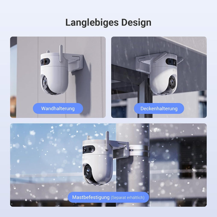 EZVIZ 4G &amp; WLAN 6 Überwachungskamera Aussen, 3K+3K Dual-Lens, 360° Pan &amp; Tilt Überwachung Outdoor, K