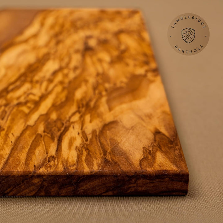 DAS OLIVENHOLZBRETT ®, Schneidebrett Massivholz, Kräuterbrett, Frühstücksbrett aus Holz, Olivenholz