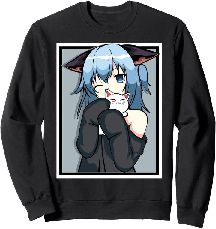 Anime-Girl – niedliches Katzen-Design – Manga und Kawaii Sweatshirt