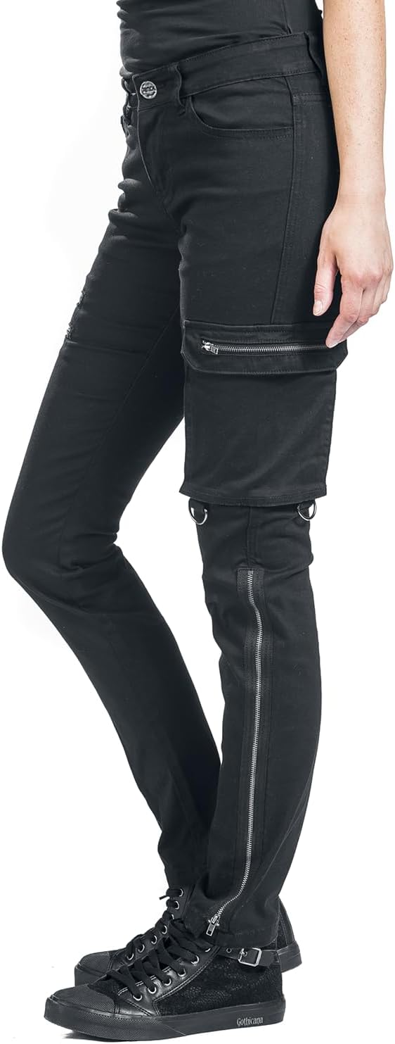 Black Premium by EMP Damen Schwarze Jeans mit Reissverschlüssen XS Schwarz, XS Schwarz