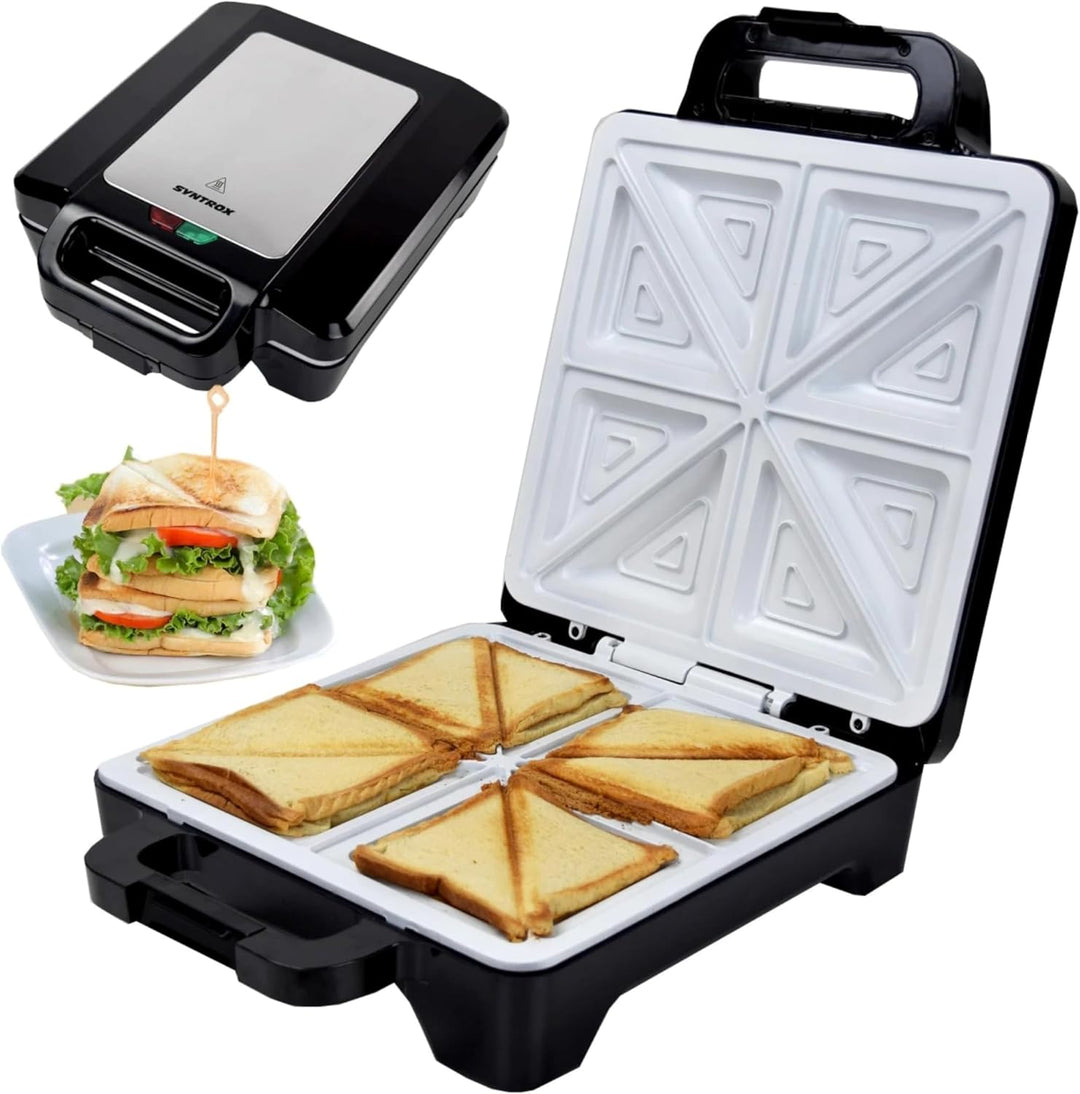Syntrox Germany Kitchen Chef Keramik-Sandwichmaker XLC Drizle, 1.600 W, 28,7 × 28 cm Platten, Thermo