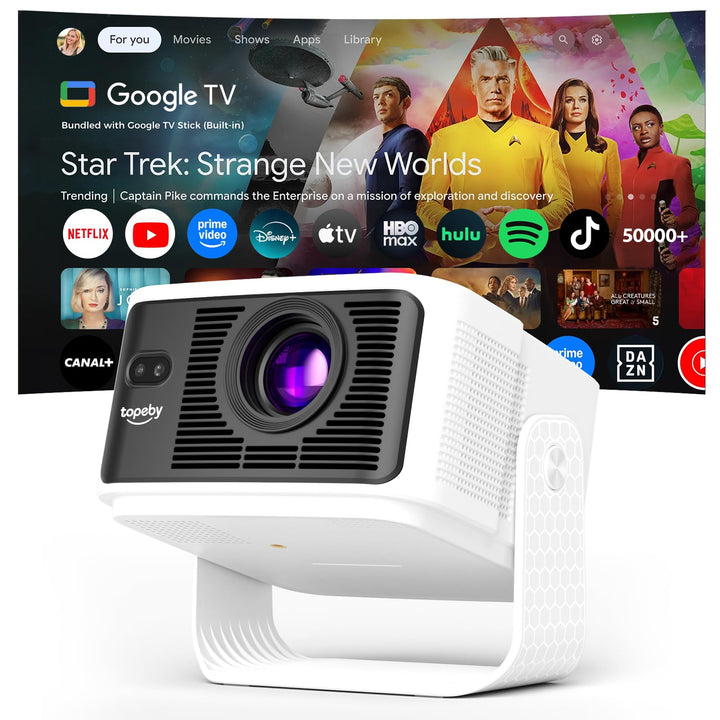Beamer [Google TV 50000+ Apps & 4K 8K Support 1080p Native Auflösung & Automatische Bildschirmkorrek