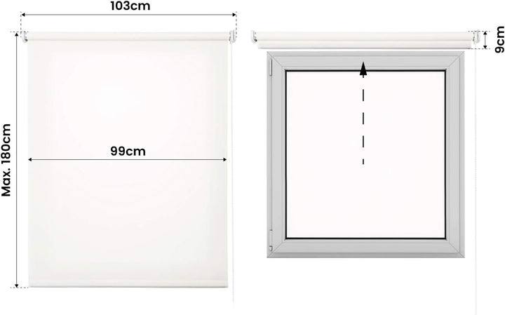 STORESDECO Lichtdurchlässig Rollo, Glatt, Rollo für Fenster und Türen | Weiss, 100 cm x 180 cm 100 c