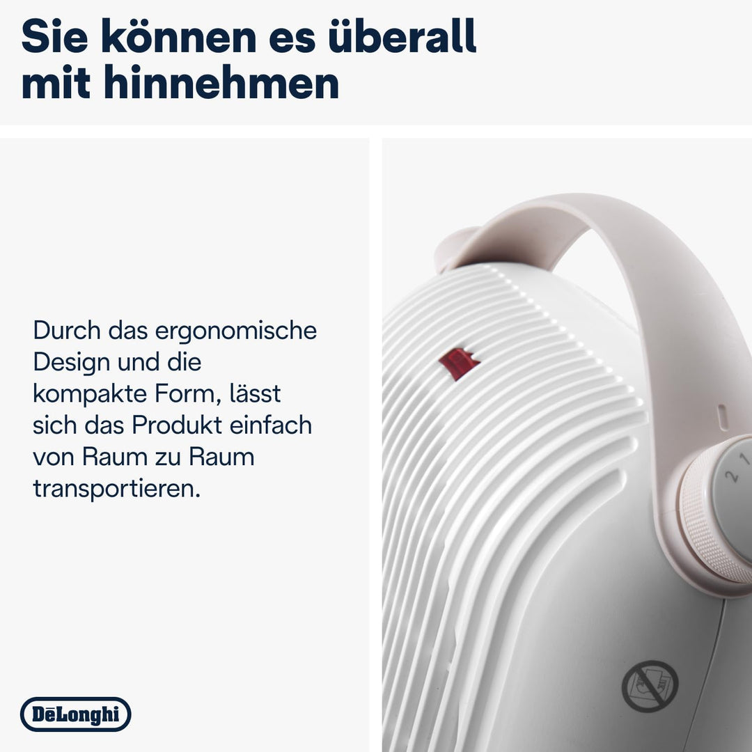 De'Longhi HFS30B24.W Tischheizlüfter, 2400 W, weiss/altsrosa, Weiss