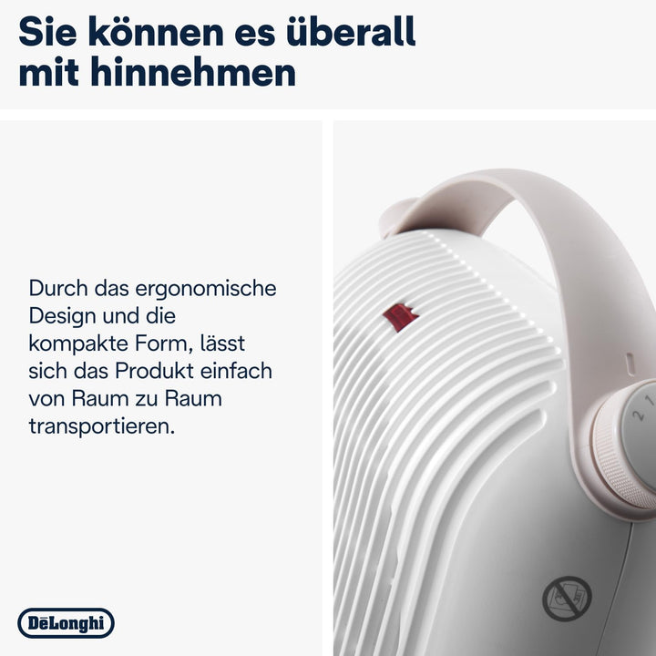 De'Longhi HFS30B24.W Tischheizlüfter, 2400 W, weiss/altsrosa, Weiss