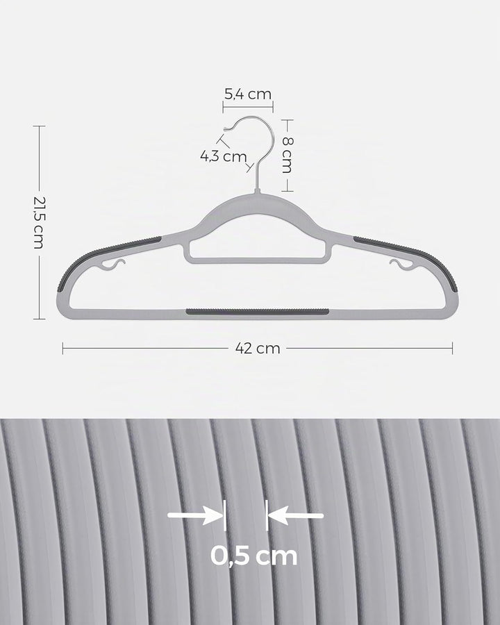 SONGMICS Kleiderbügel 30er Set, Bügel aus Kunststoff, rutschfest, platzsparend, Dicke 0,5 cm, 42 cm