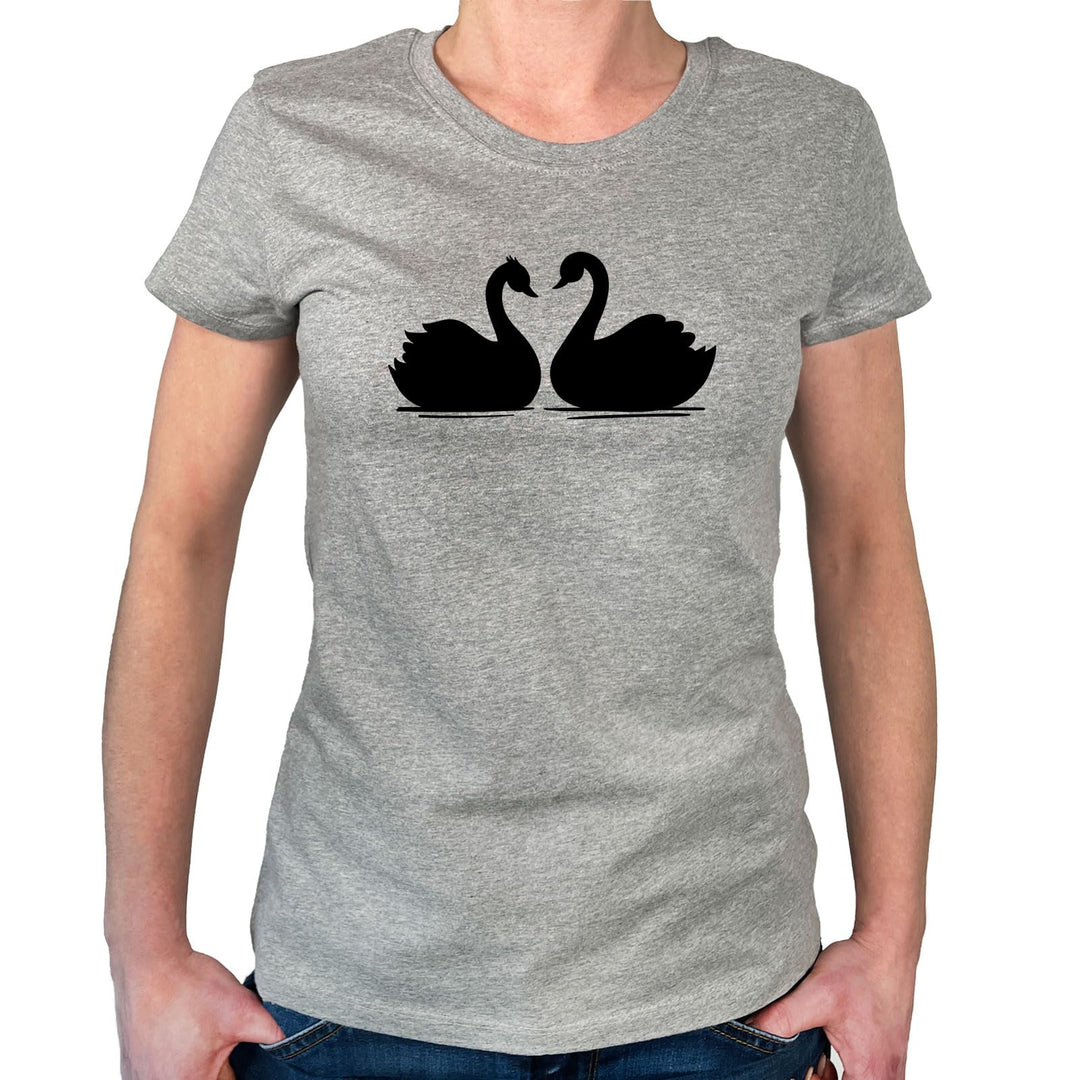 huuraa Damen T-Shirt Schwan Pärchen Geschenk Oberteil Grösse XS-XXL Bio Baumwolle Fairtrade Schwan P