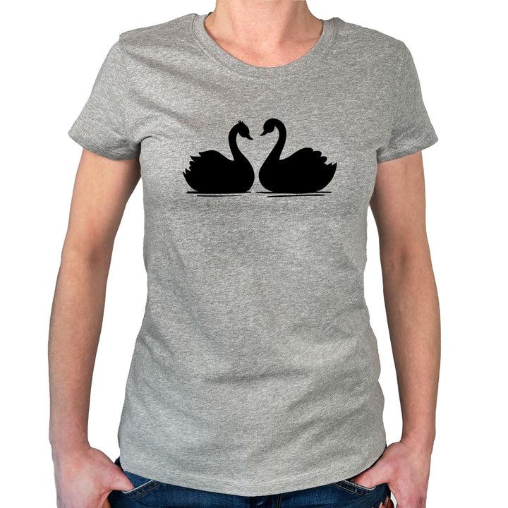 huuraa Damen T-Shirt Schwan Pärchen Geschenk Oberteil Grösse XS-XXL Bio Baumwolle Fairtrade Schwan P
