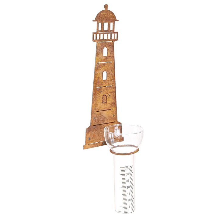 Garten Regenmesser Leuchtturm Rostoptik 41cm Dekorativ
