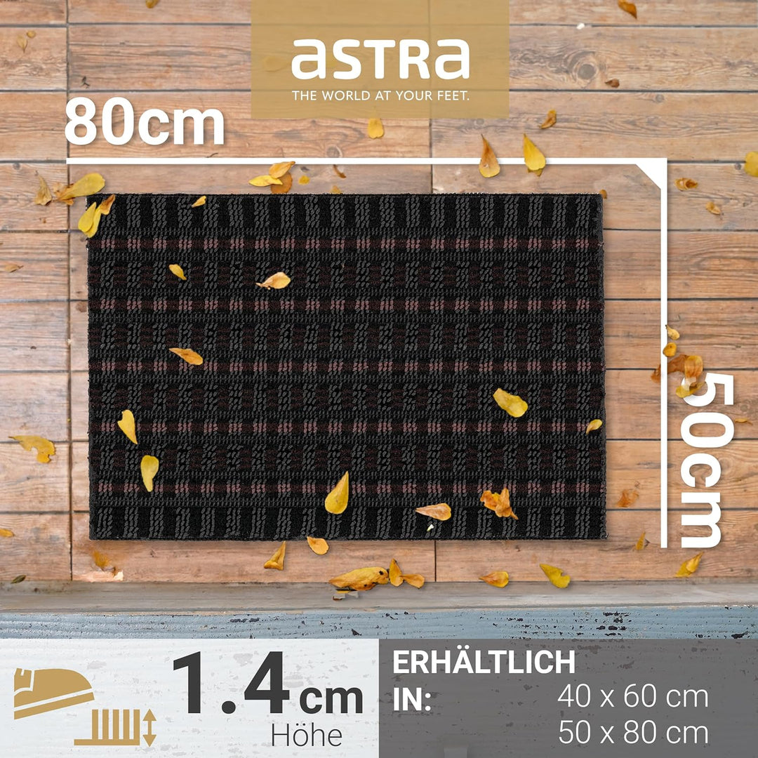 ASTRA Premium Aussenbereich-Matte - Poly Brush - strapazierfähige Fussmatte - schwarz/weinrot - 50 x