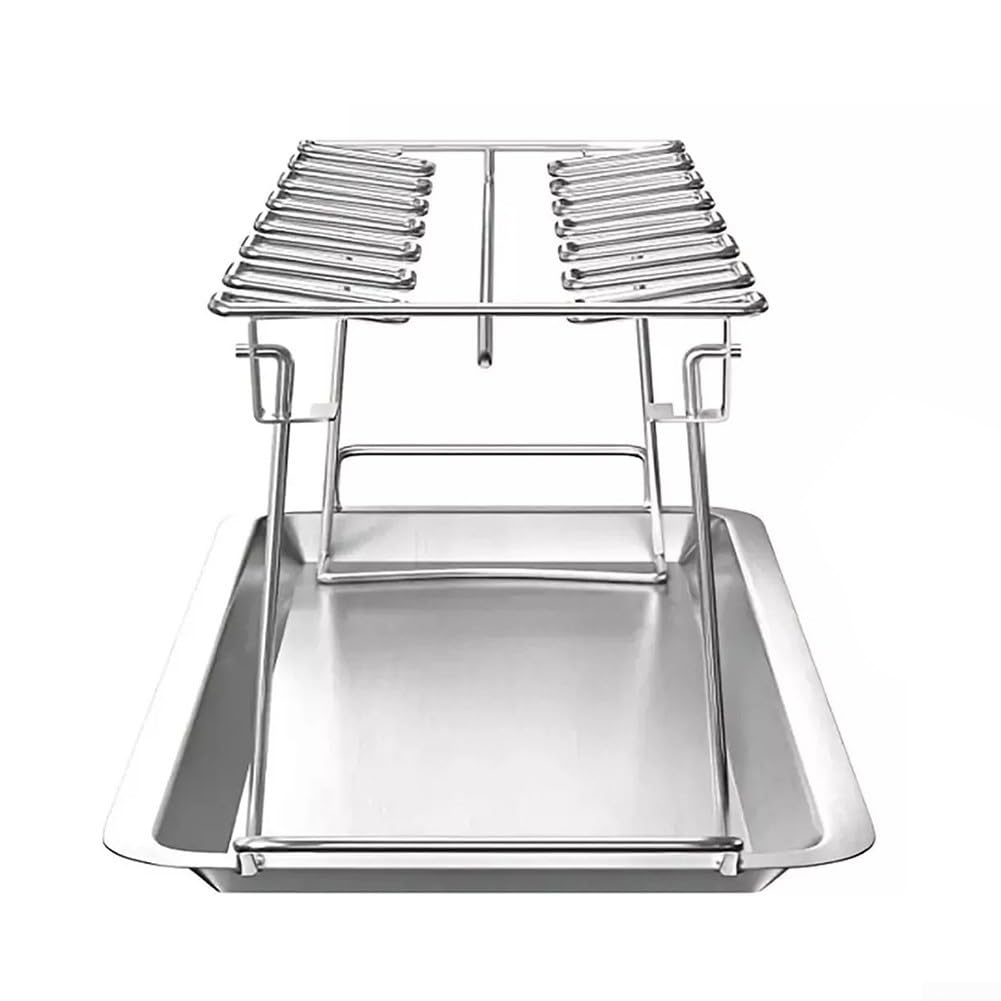 Edelstahl-Huhnflügelhalter, 14 Fächer, faltbarer Hühnerflügel-Halter, Drumstick-Rack, Grillständer,