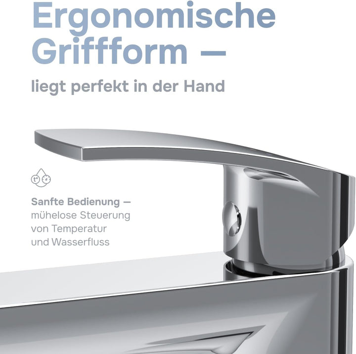 AM.PM Play Einhebel-Waschtischarmatur, Wasserhahn Bad Chrom für Waschbecken, Höhe 147mm, Einhandmisc