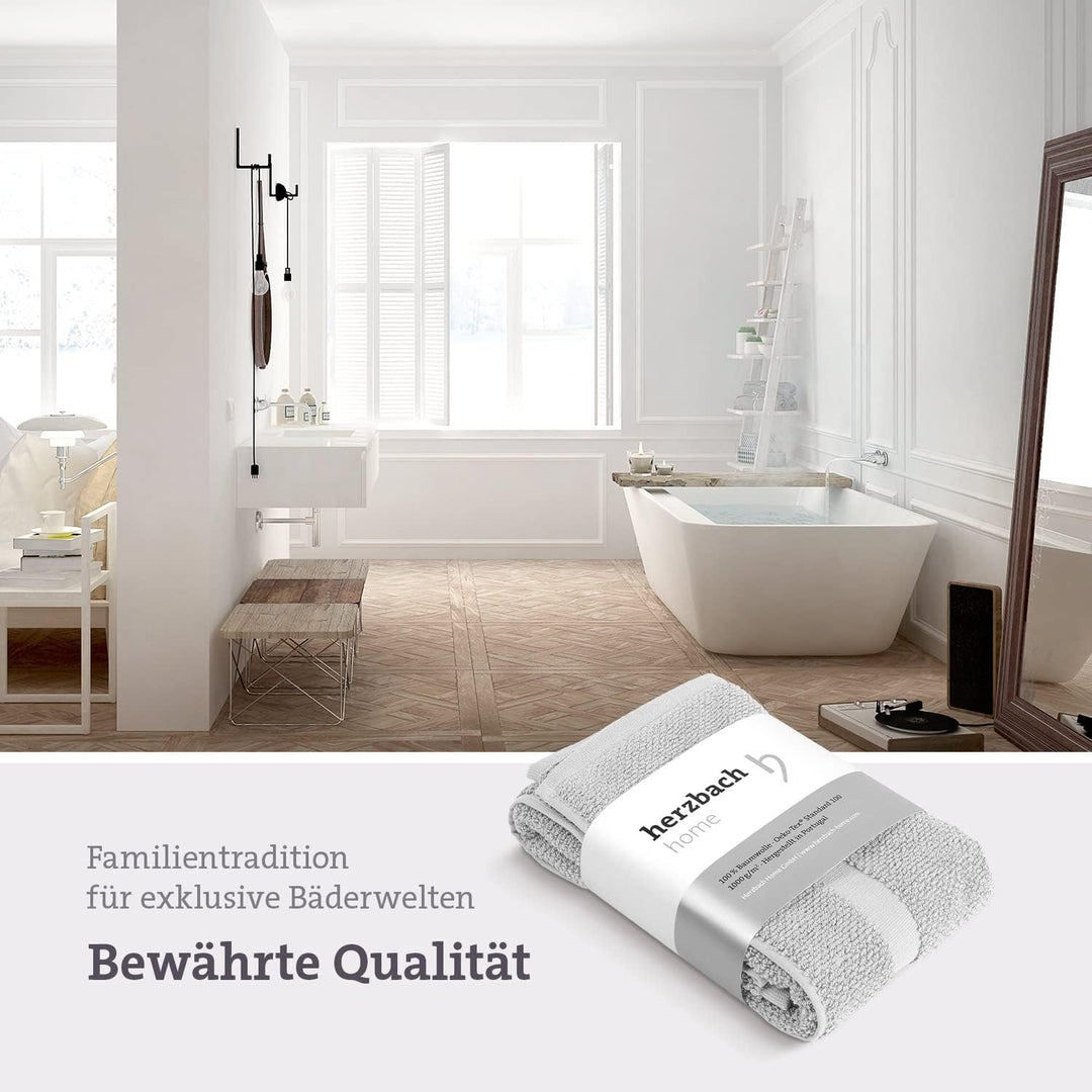 herzbach home Badvorleger 100% Baumwolle (Silbergrau, 50 x 80 cm 2er Pack) 50 x 80 cm (Rechteckig) 2