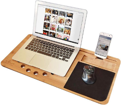 mikamax - Lapzer Laptop Schreibtisch - Bambus - Luftlöcher - Betttisch - Laptoptisch - Knietablett -