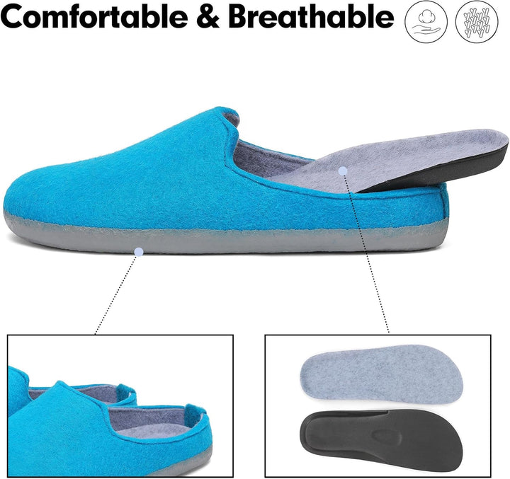 Mishansha Filz Hausschuhe Winter Bequem Filzpantoffeln für Damen Herren Gr.36-47 36 EU Marineblau, 3
